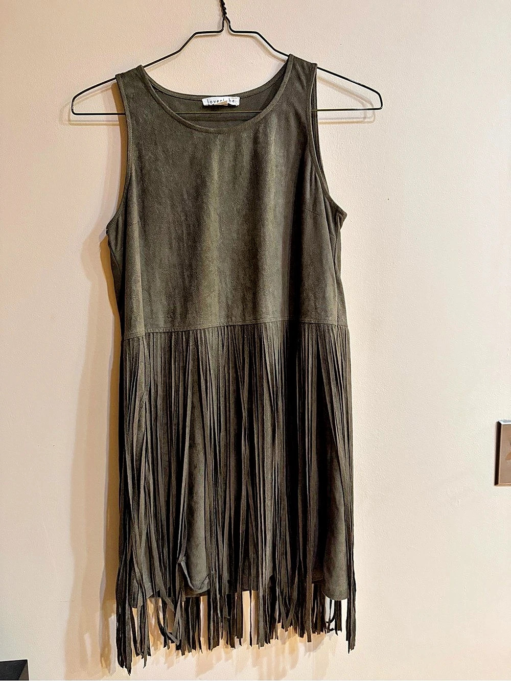 Loveriche Fringe Mini Dress in Black Size Medium